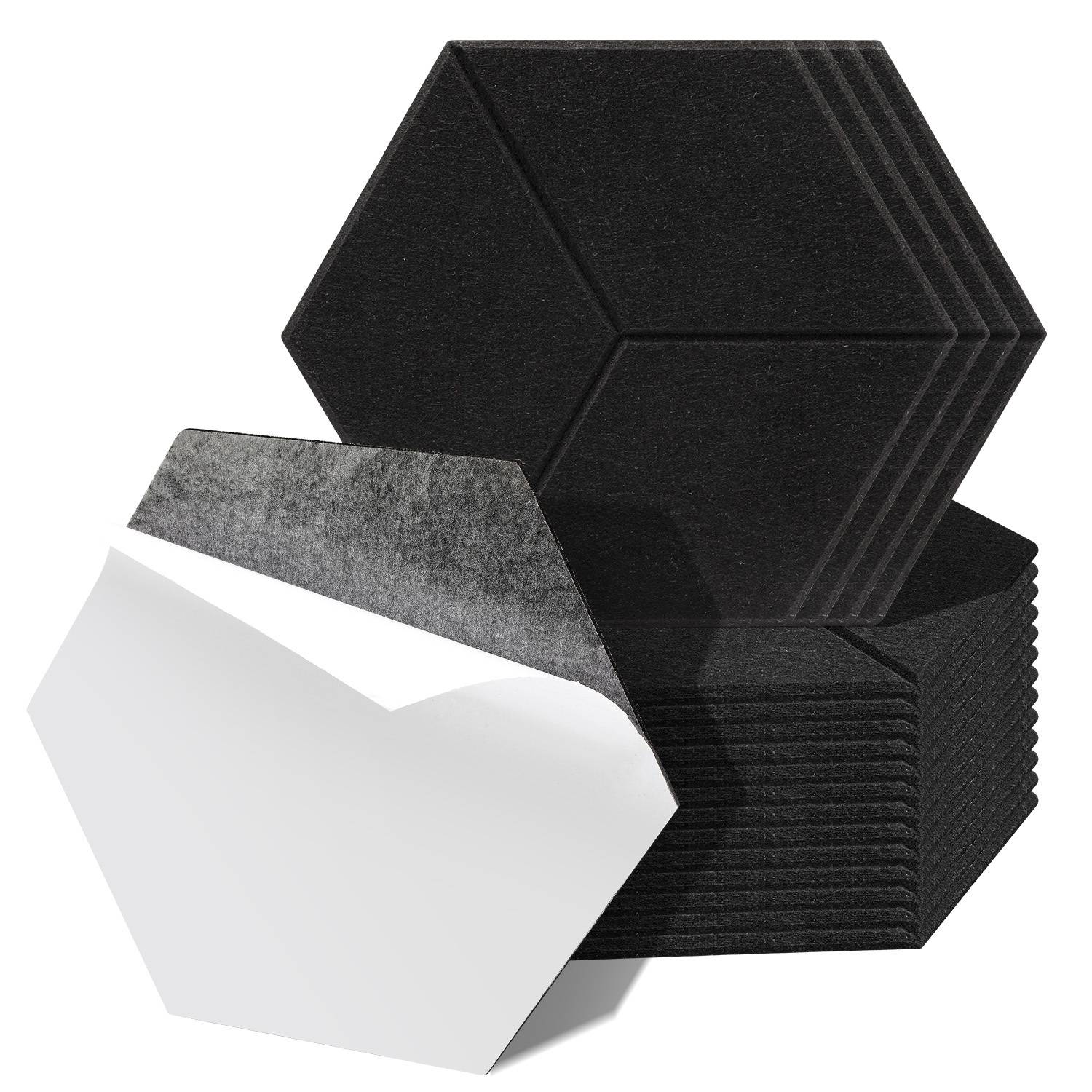 18 Stück Akustikplatten Hexagonal selbstklebend Schallschutzplatten Hohe Dichte Wandpaneel Schwarz