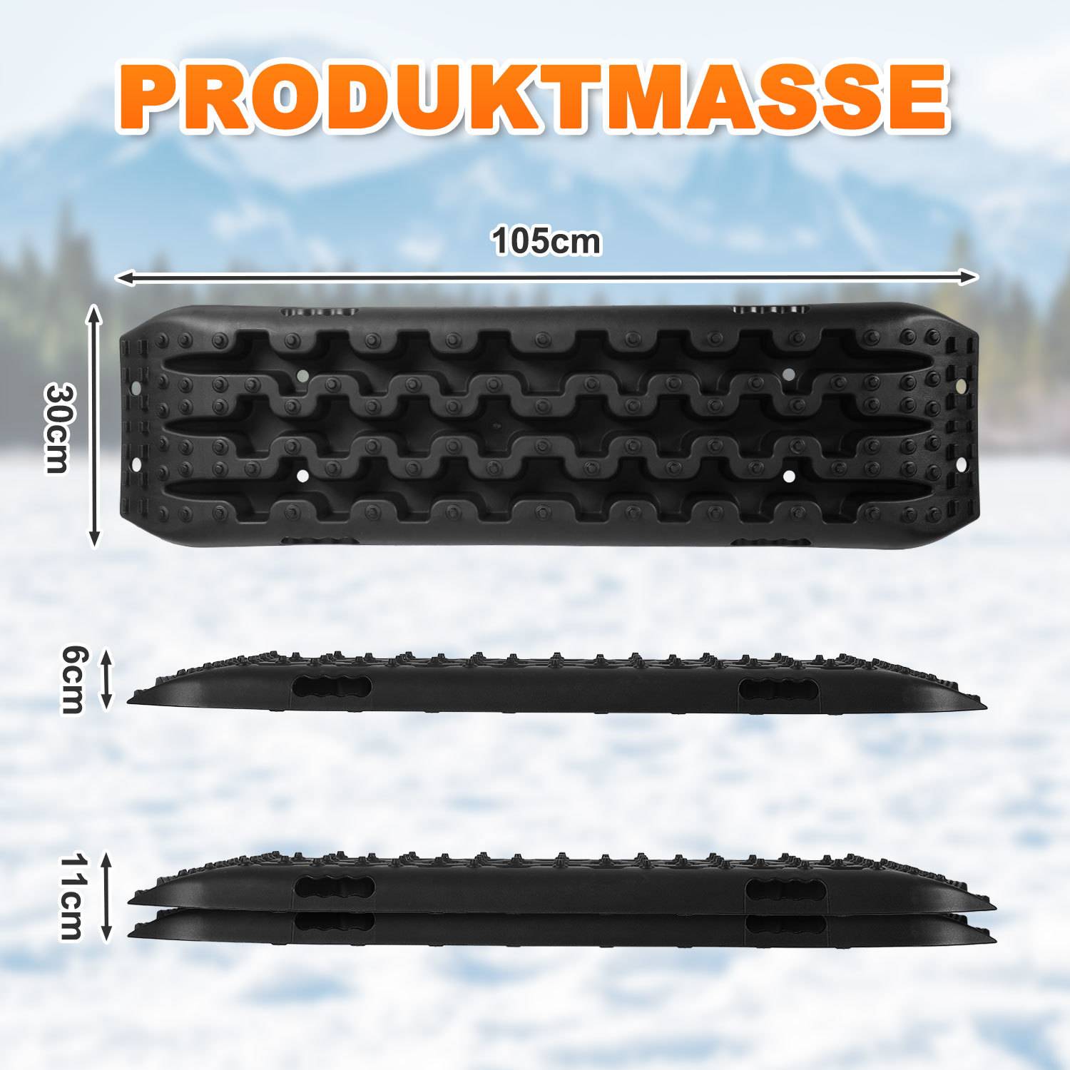 Anfahrhilfe Auto 2er Set mit Halterung und Tragetasche, Traktionsmatten für Reifen, Offroad Bergeboards aus PP für SUV Wohnmobil LKW, Sand Schlamm
