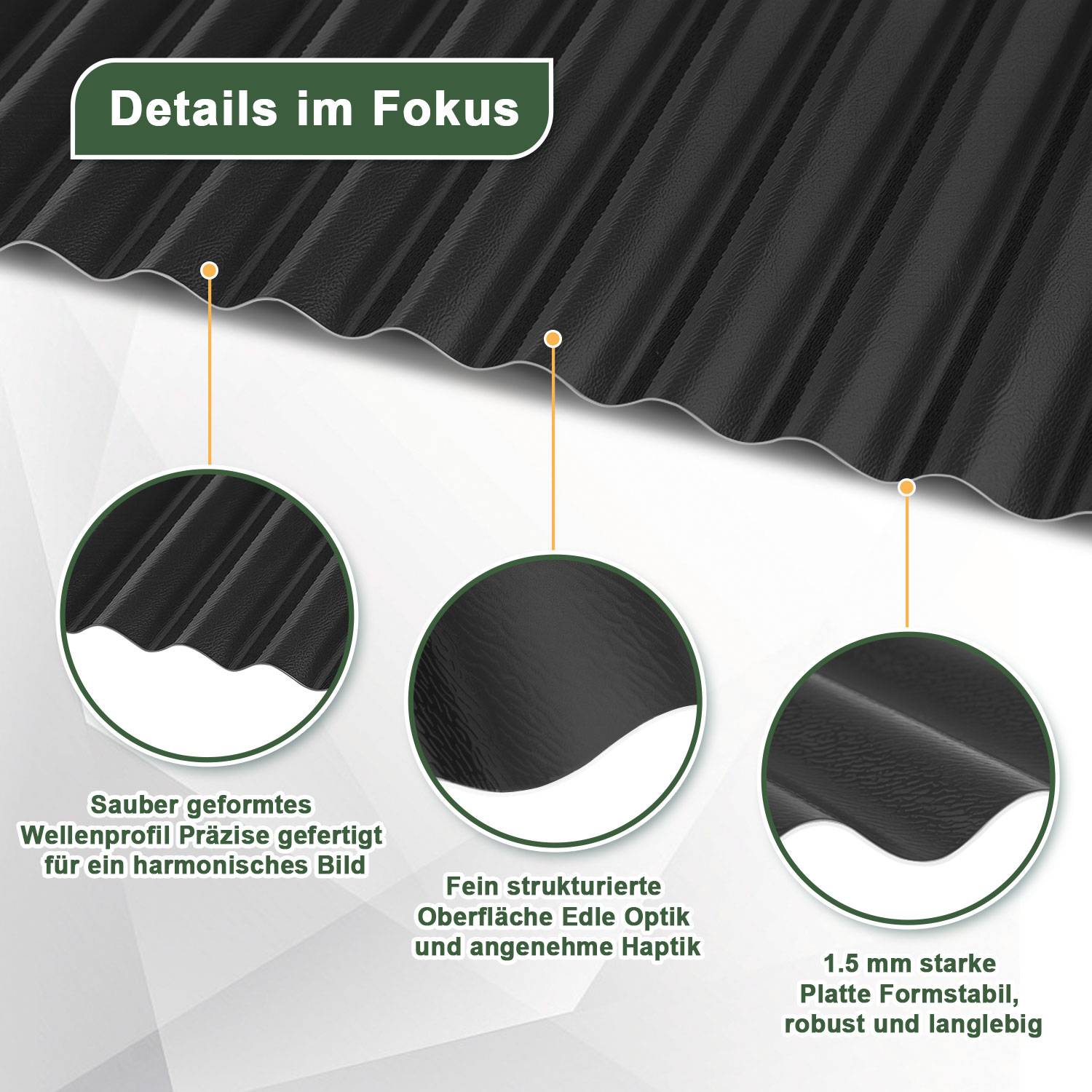 8x ASA-PVC Wellplatten 1,5mm 117x93cm Dachplatten Grau Carport Gartenhaus