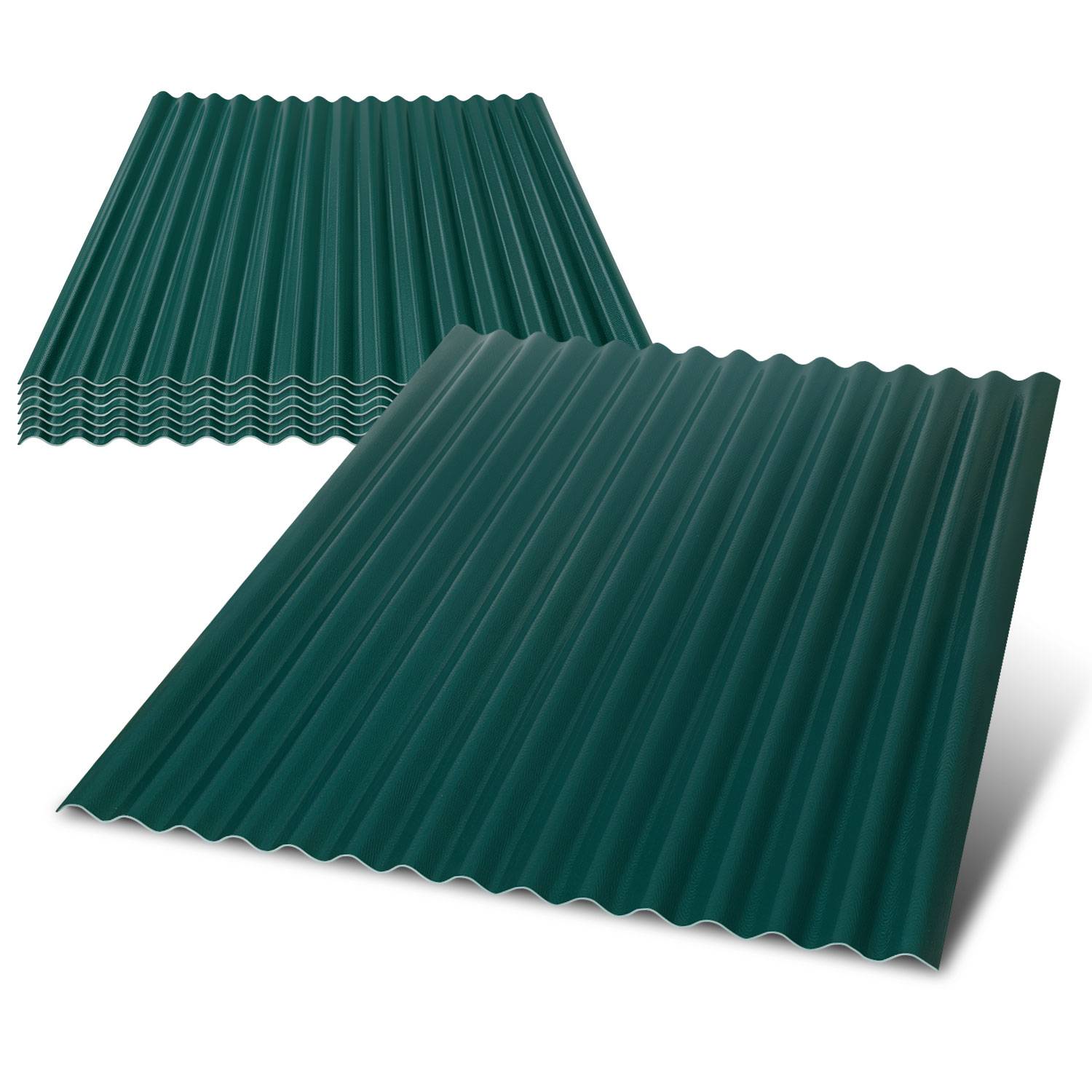 8x ASA-PVC Wellplatten 1,5mm 117x93cm Dachplatten Dunkelgrün Carport Gartenhaus