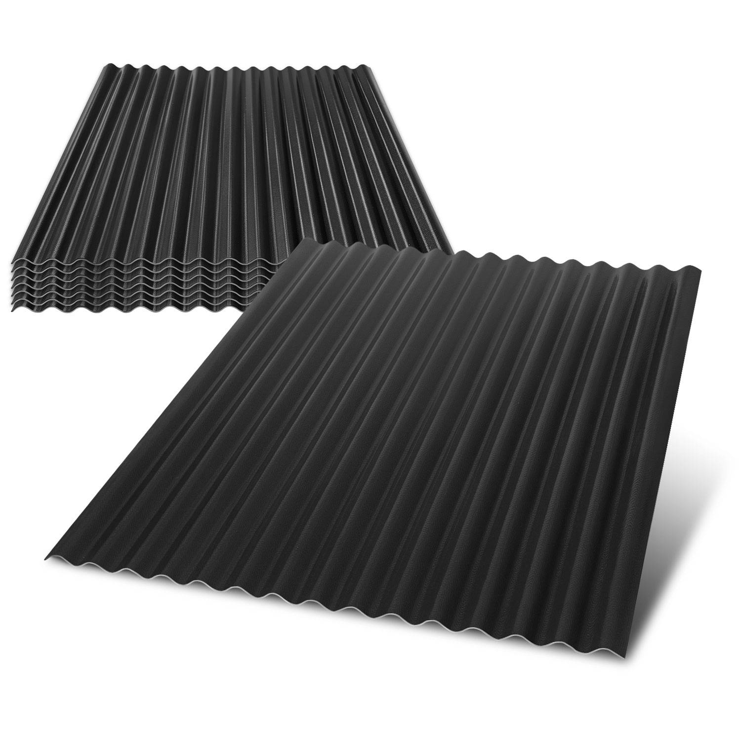 8x ASA-PVC Wellplatten 1,5mm 117x93cm Dachplatten Grau Carport Gartenhaus