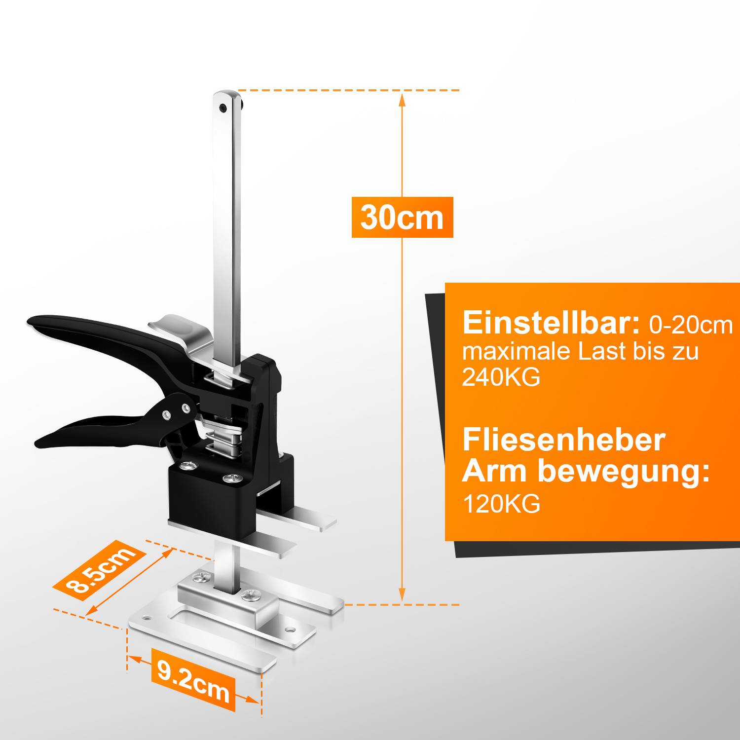 4x Handwerkzeugheber bis 240kg Hebevorrichtung Schrankheber 0-20cm