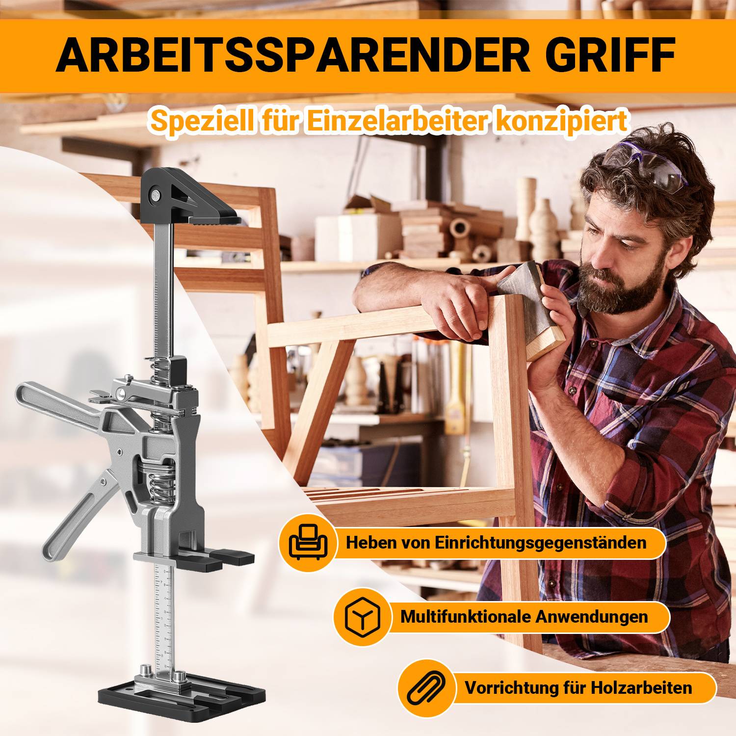 2x Handwerkzeugheber Schrankheber Höhenverstellung bis 200kg 0-23cm