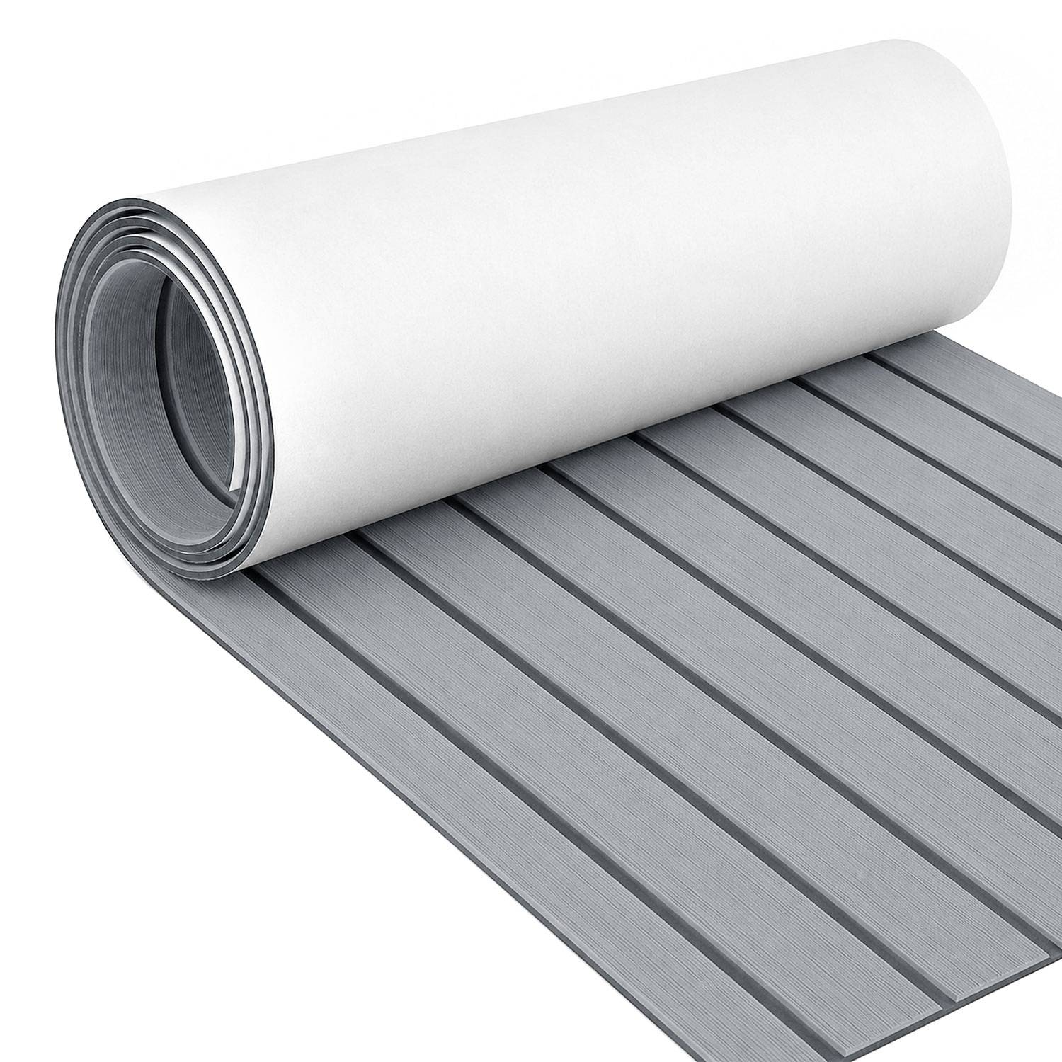 Bodenbelag Matte Rutschfest Deck Teppich Teak EVA Schaum Yacht Bodenmatte Selbstklebend Fußboden Deck Matte Hellgrau 240x45cm