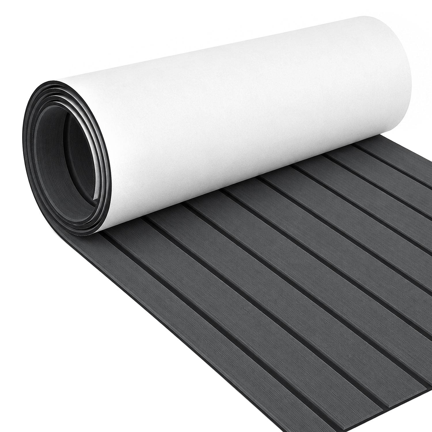 Bodenbelag Matte Rutschfest Deck Teppich Teak EVA Schaum Yacht Bodenmatte Selbstklebend Fußboden Deck Matte Dunkelgrau 240x45cm