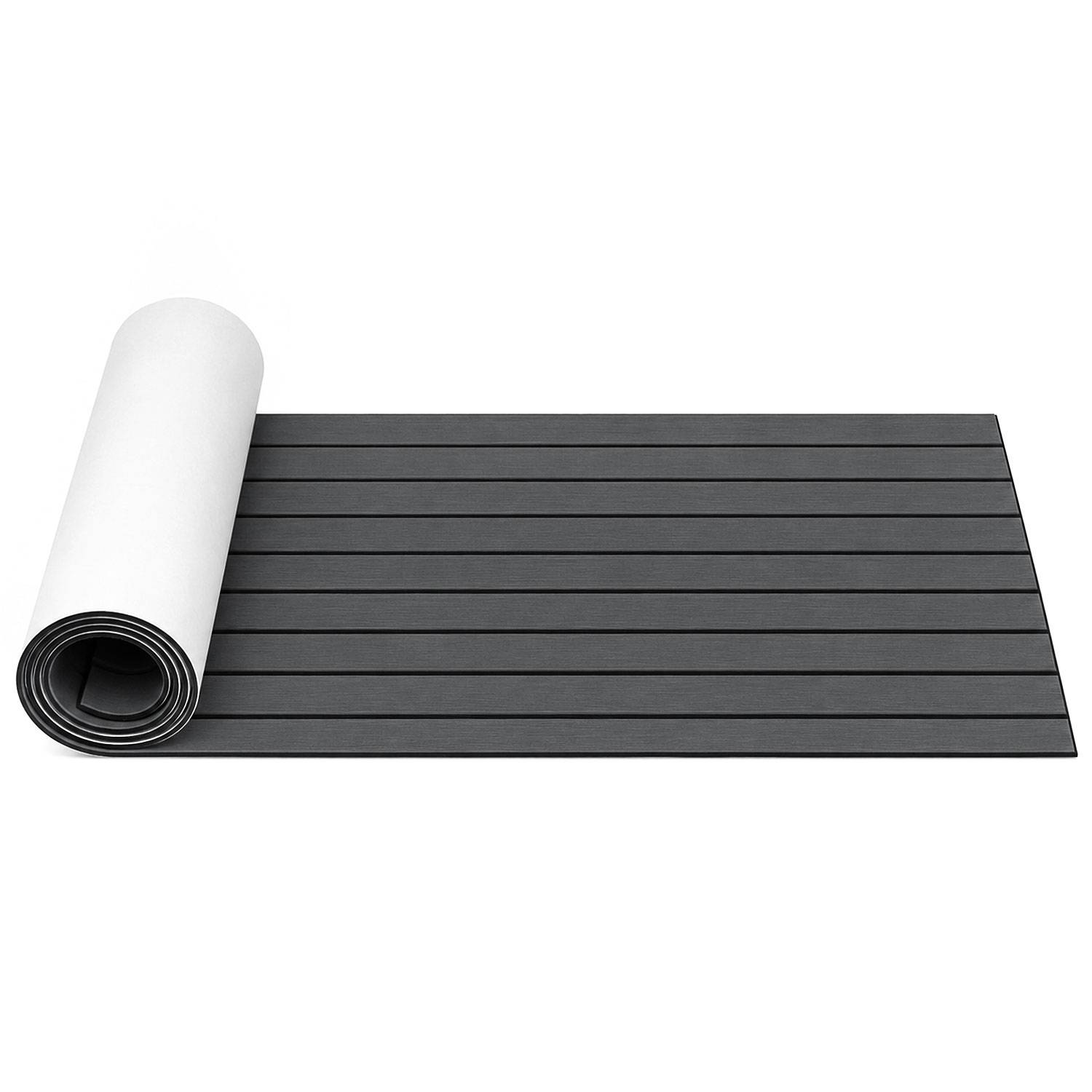 Bodenbelag Matte Rutschfest Deck Teppich Teak EVA Schaum Yacht Bodenmatte Selbstklebend Fußboden Deck Matte Dunkelgrau 240x60cm