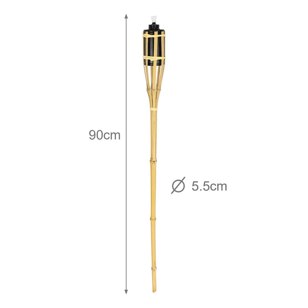 12er-Set Gartenfackeln aus Bambus und Eisen 90 cm naturfarben mit Öl für den Außenbereich<br>24er-Set Gartenfackeln aus Bambus und Eisen 90 cm natu
