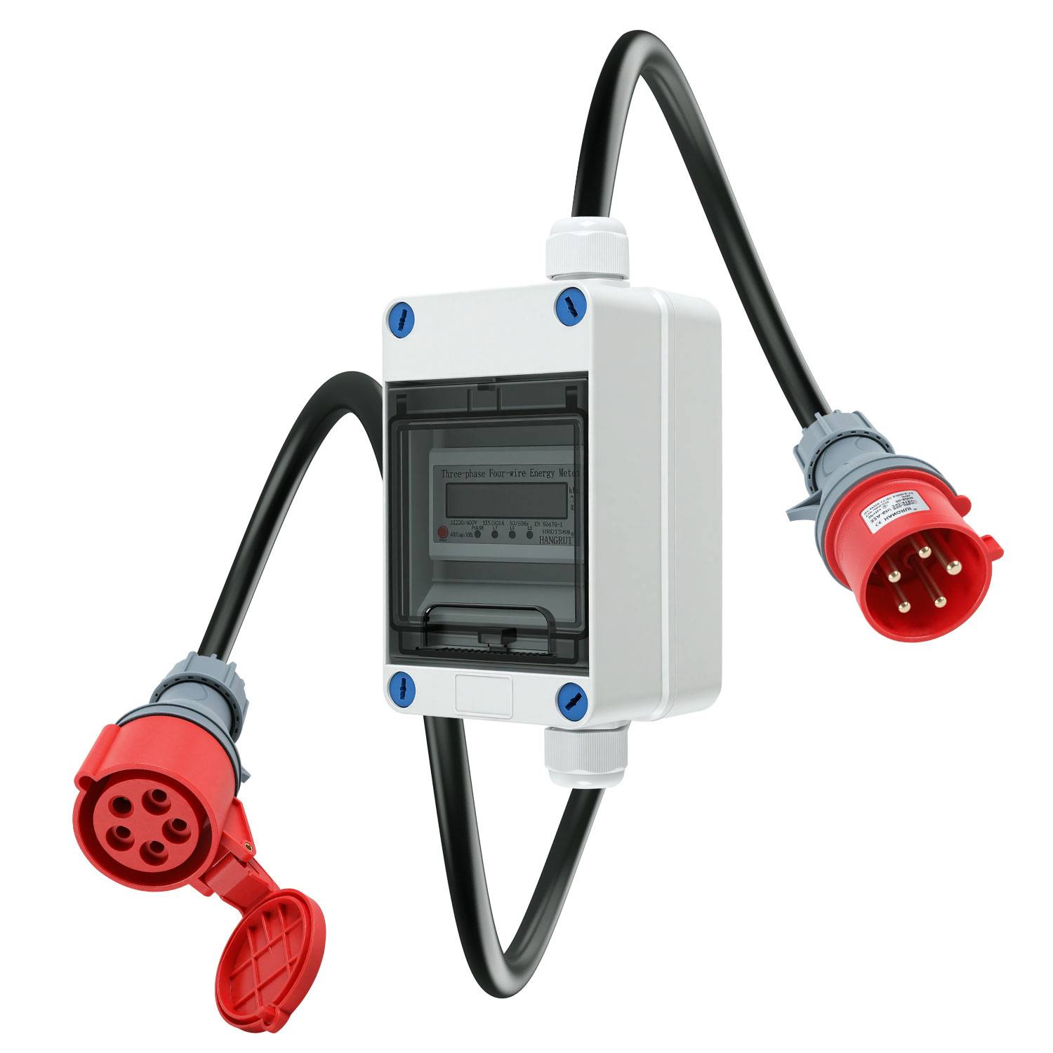 Mobiler Digitaler Stromzähler 32A 400V CEE 5P Zwischenzähler IP66