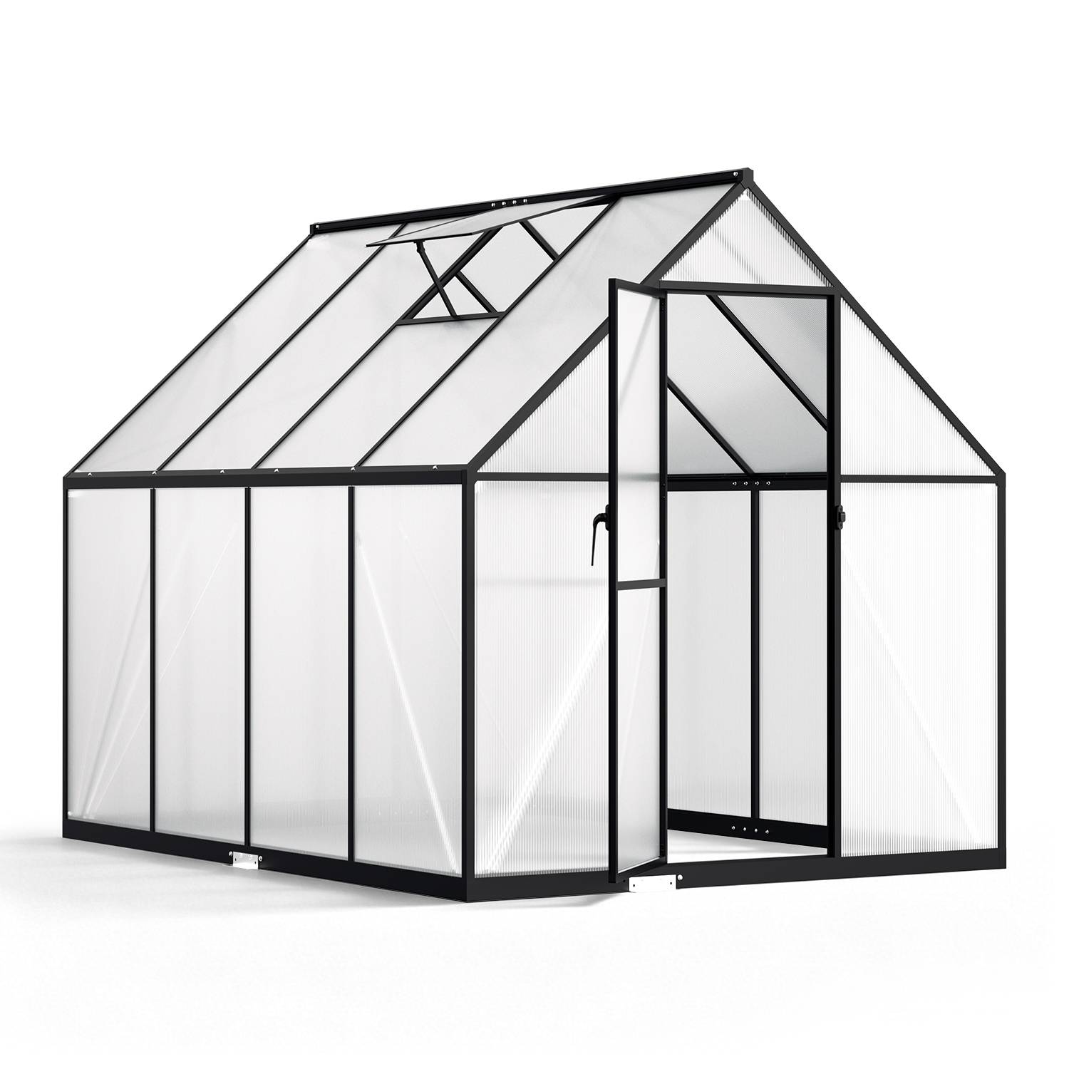 Gewächshaus, schwarzer Wintergarten aus Aluminiumlegierung, mit CE-Zertifizierung, Maße: 224 × 170 × 195 cm