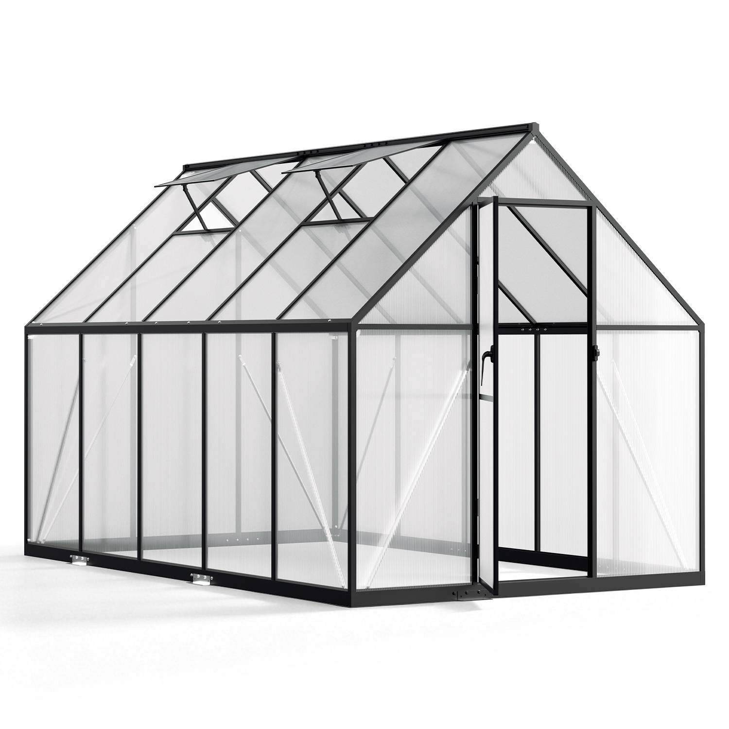 Gewächshaus, schwarzer Wintergarten aus Aluminiumlegierung, mit CE-Zertifizierung, Maße: 280 × 170 × 195 cm