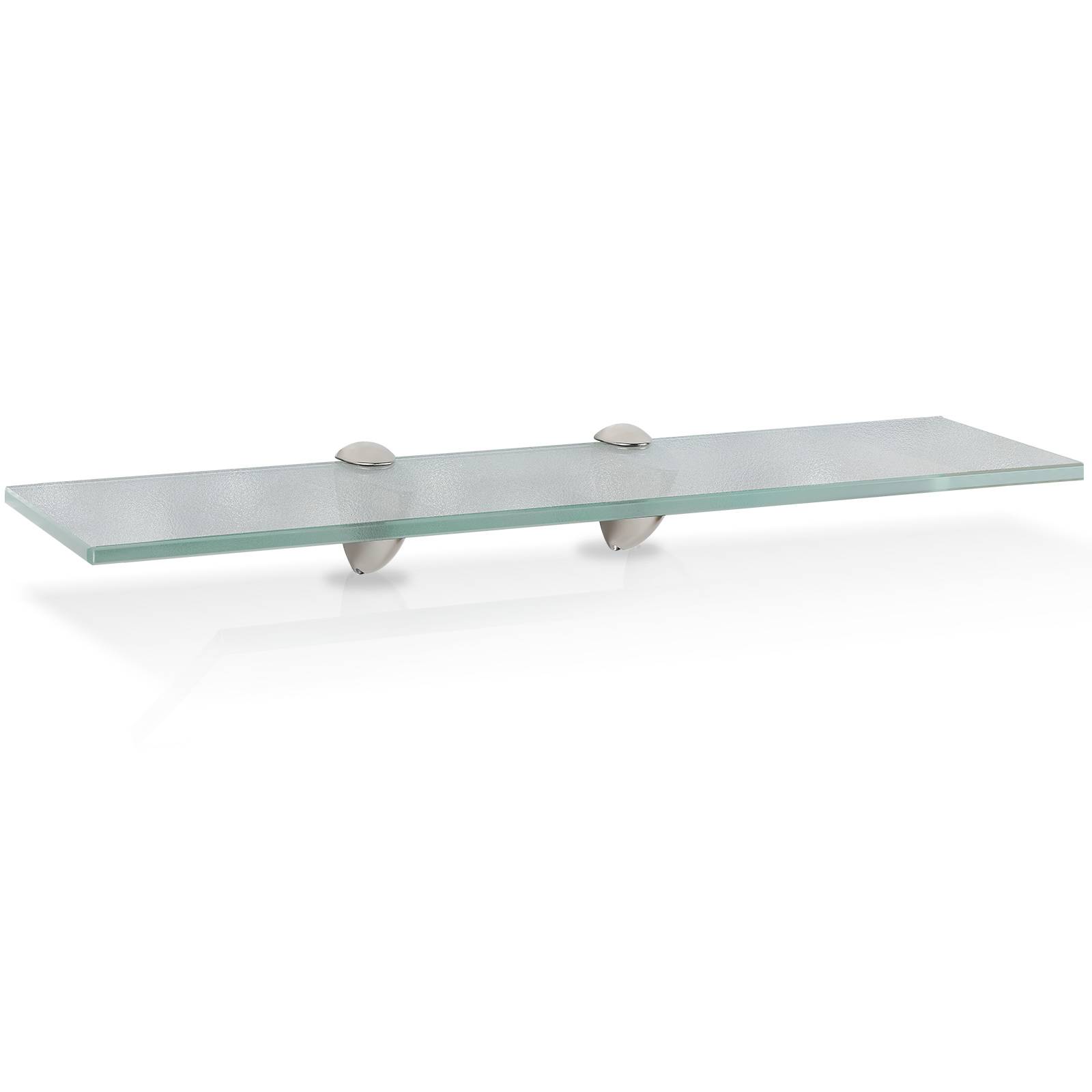 Glasregal 60 x 10 cm mit Halterungen, Milchglas Wandregal als Badregal, Glasboden Ablage für Bad, Küche und Wohnzimmer