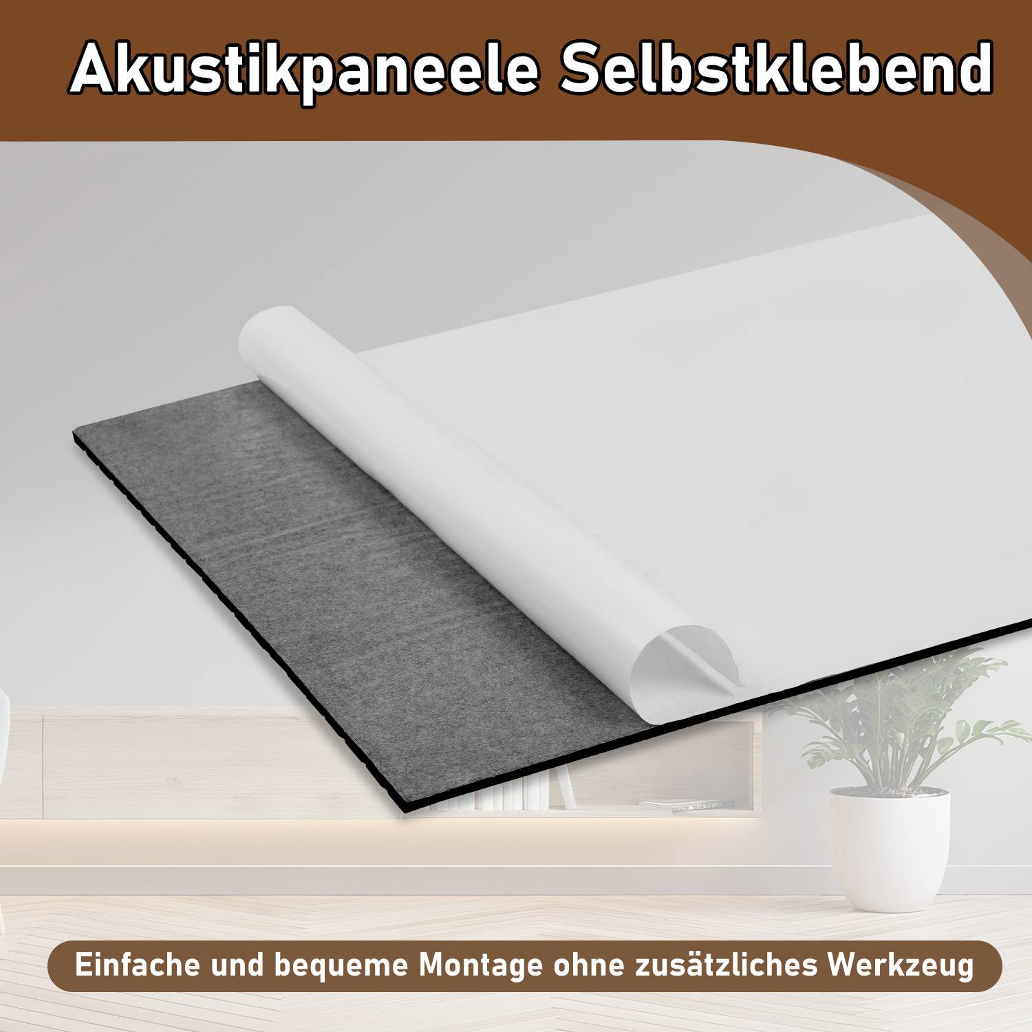 4 Stück Akustikplatten selbstklebend Schallschutzplatten Hohe Dichte Wandpaneel Vertikalstreifen Schwarz