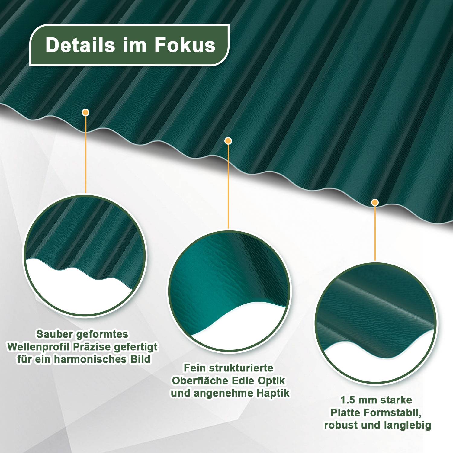 5x ASA-PVC Wellplatten 1,5mm 117x93cm Dachplatten Dunkelgrün Carport Gartenhaus