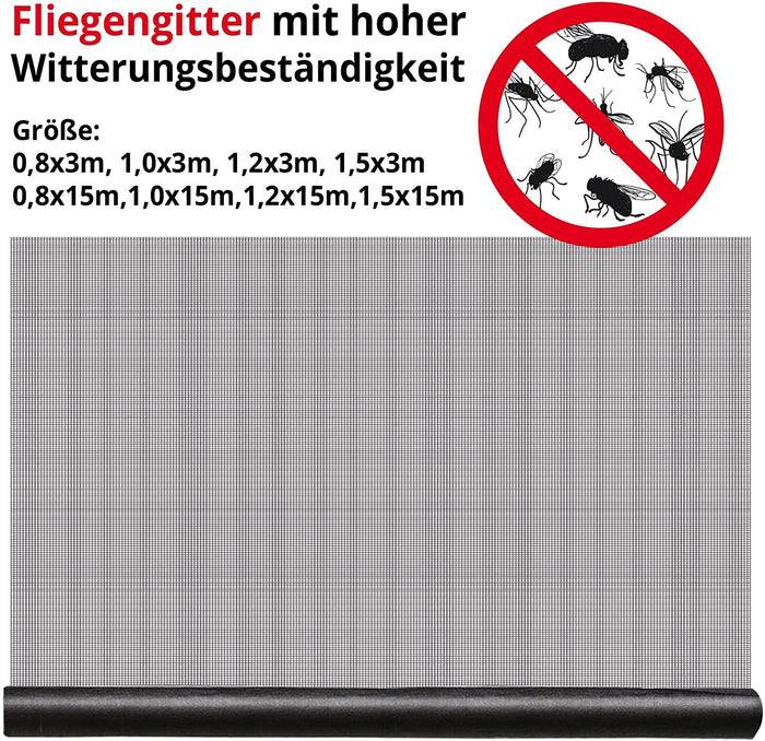FLOORDIREKT Fliegengitter - Insektenschutz für Türen und Fenster - 1 x 3 m