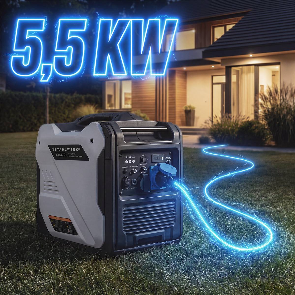 STAHLWERK IG-5500 ST Inverter Benzin Generator Stromgenerator 5,5 kW / 7,48 PS