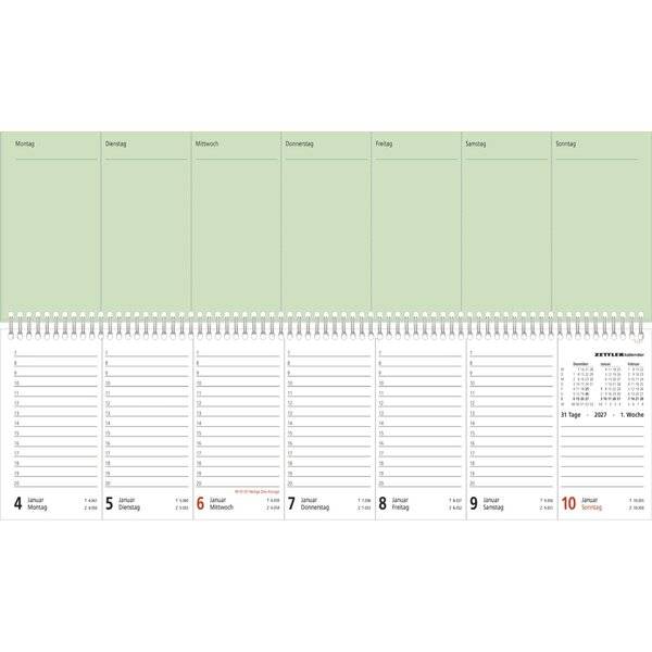 Tischquerkalender Perfo XL Recycling 36,2x10,6cm 1 Woche/2 Seiten 2027