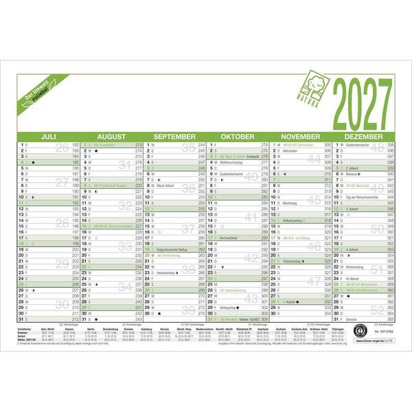 Arbeitstagekalender 907 A4 29,7x21cm Recycling 2027