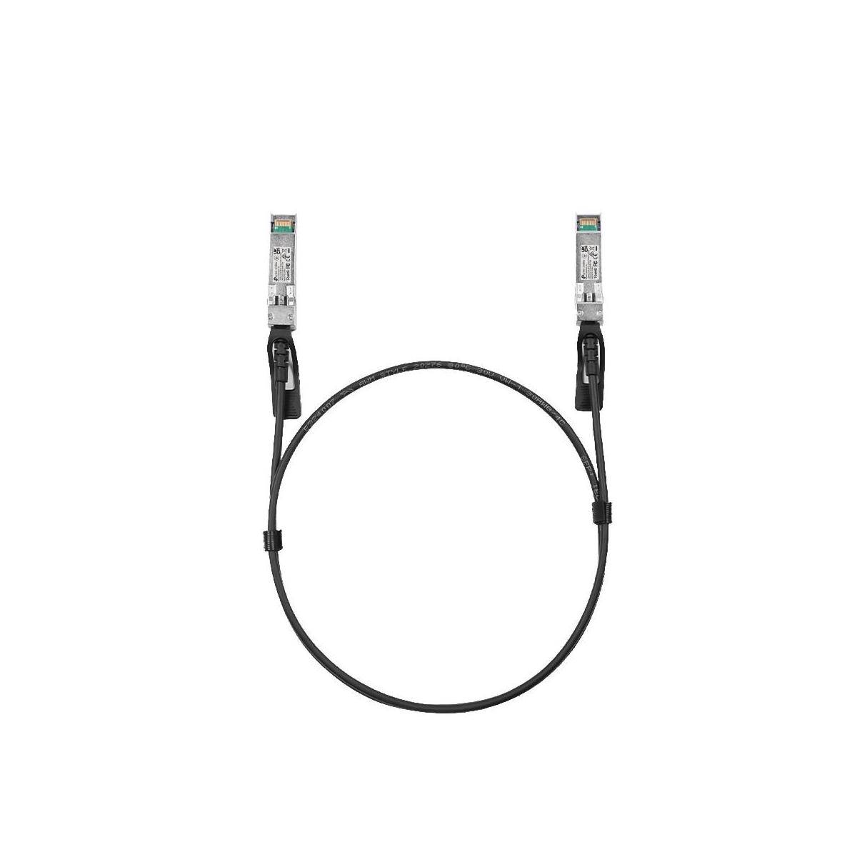 Schwarzes Kabel mit identischen Steckerenden, aufgerollt auf weißem Hintergrund dargestellt.