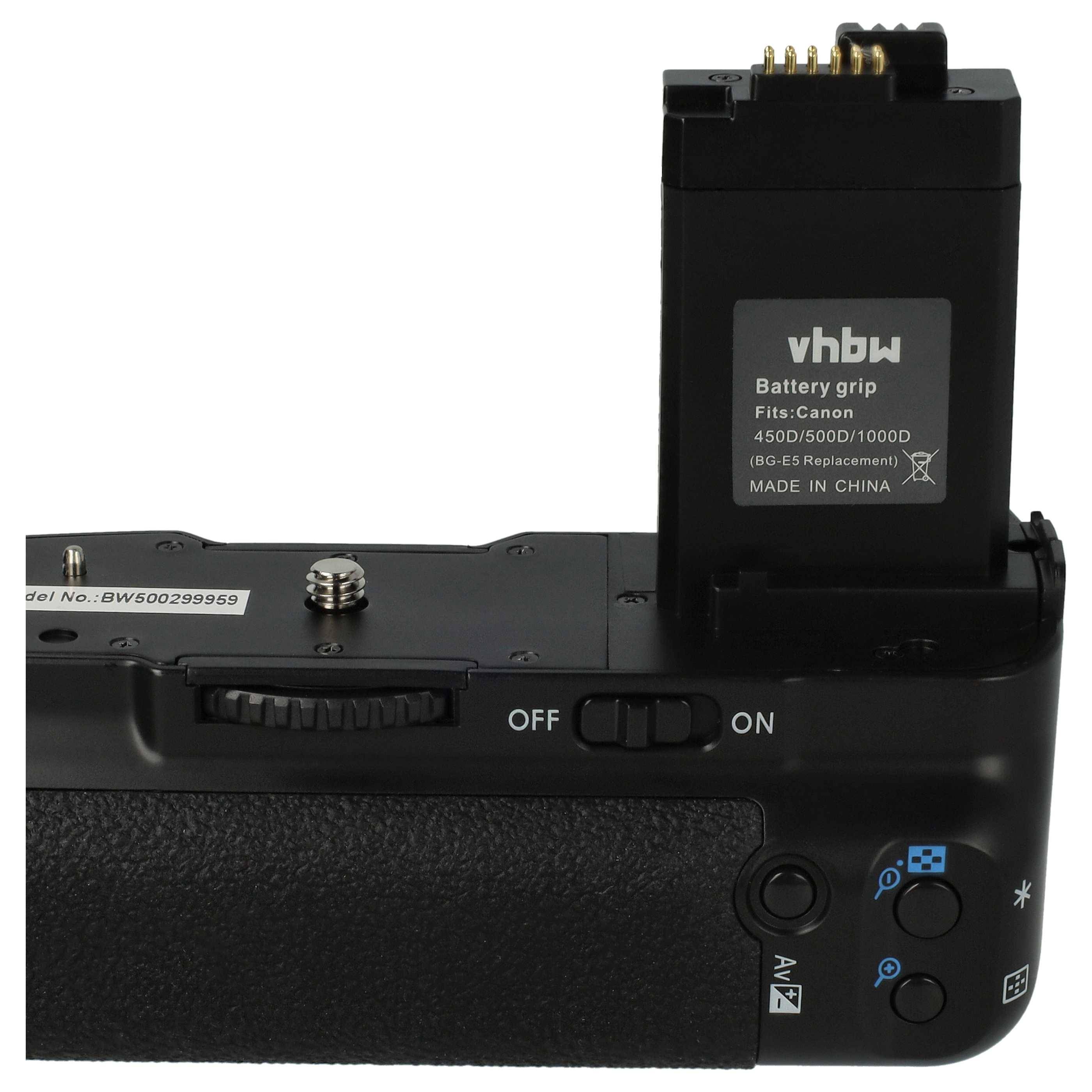 vhbw Batteriegriff kompatibel mit Canon EOS Rebel XSi Kamera Spiegelreflexkamera DSLR, inkl. Wählrad, Kunststoff / Metall