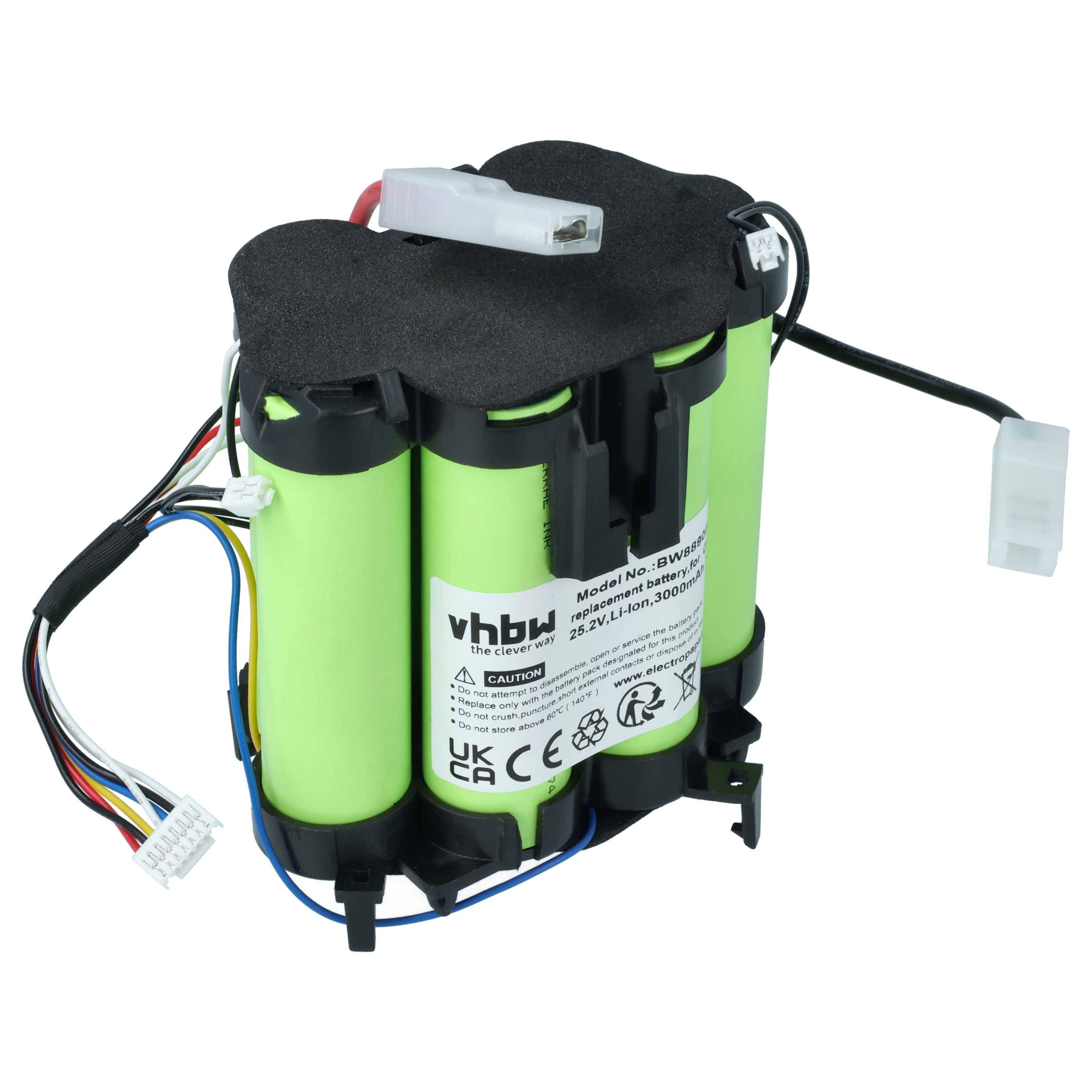 vhbw Akku kompatibel mit AEG QX 9 1 UO, QX9-1-UO, QX9-1-ULTS, QX 9 1 ULTS Staubsauger (3000 mAh, 25,2 V, Li-Ion)