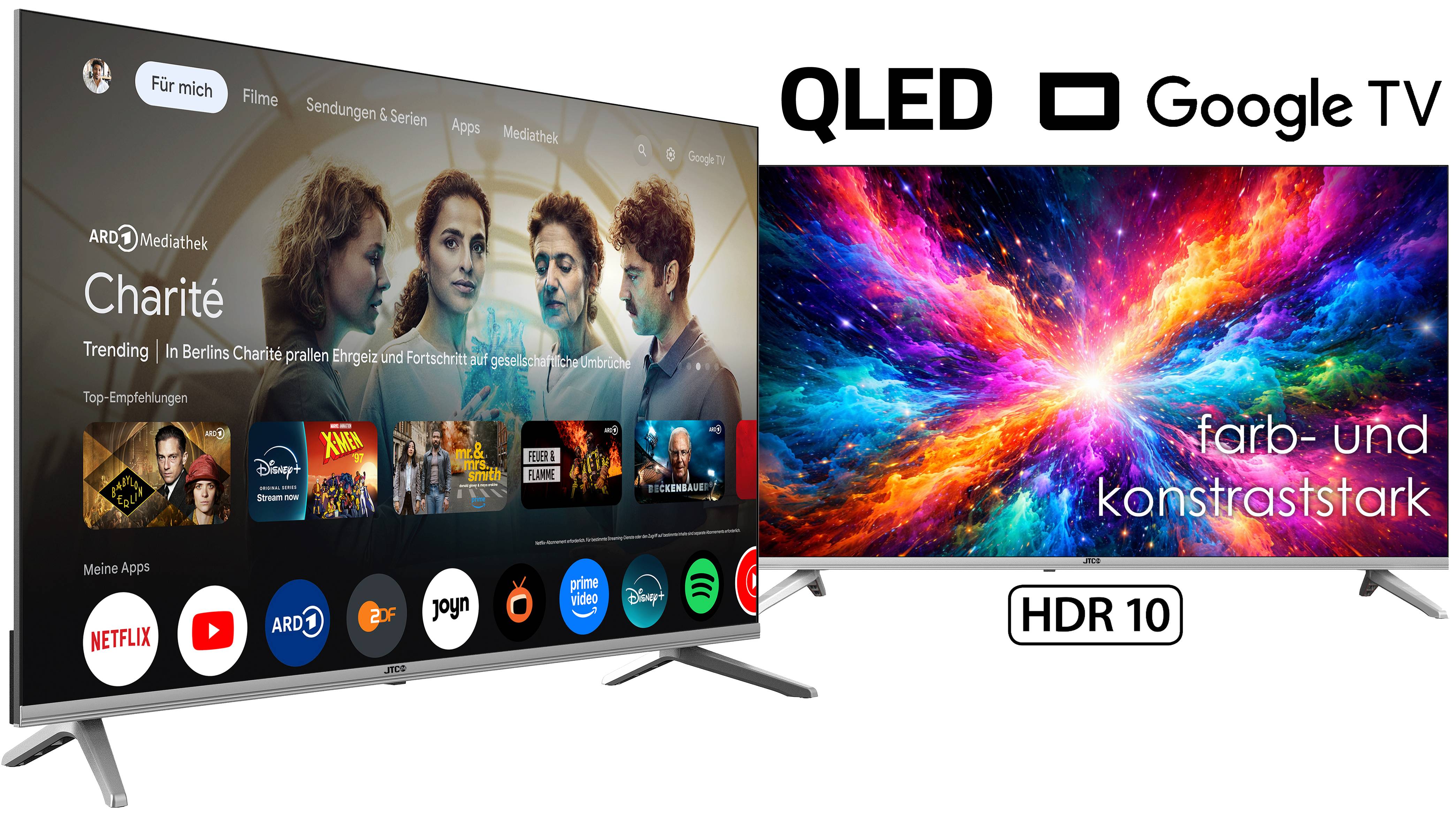 JTC-24 32 Zoll / 80 cm QLED Smart Fernseher JTCSQ32H39330G, Android TV, Play Store, Google Sprachsteuerung, Triple Tuner, Bluetooth