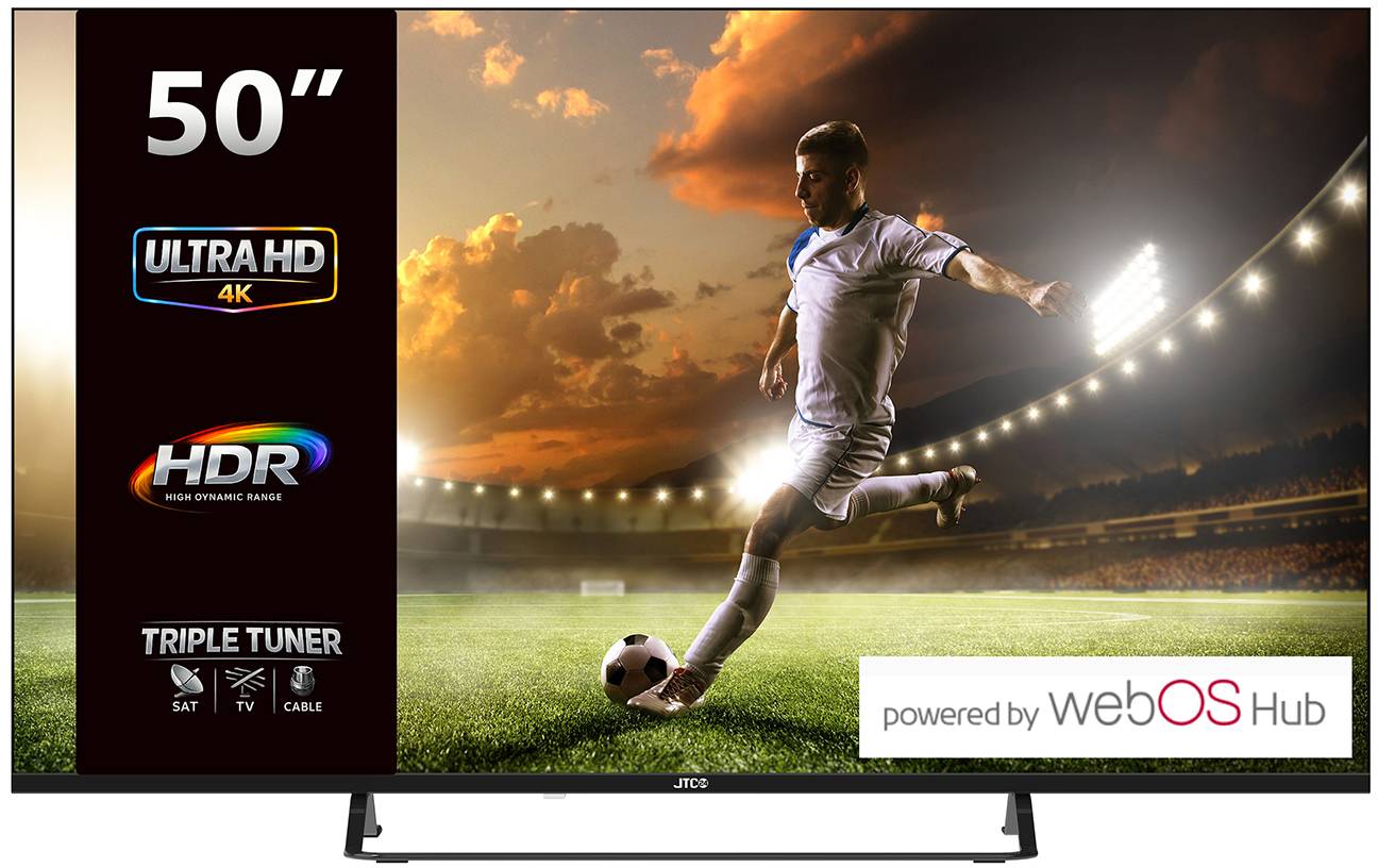 JTC-24 50 Zoll / 126 cm 4K UHD Smart Fernseher JTCS50U39501FLW, webOS Hub, Triple Tuner, Randlos Design, Bluetooth, WLAN