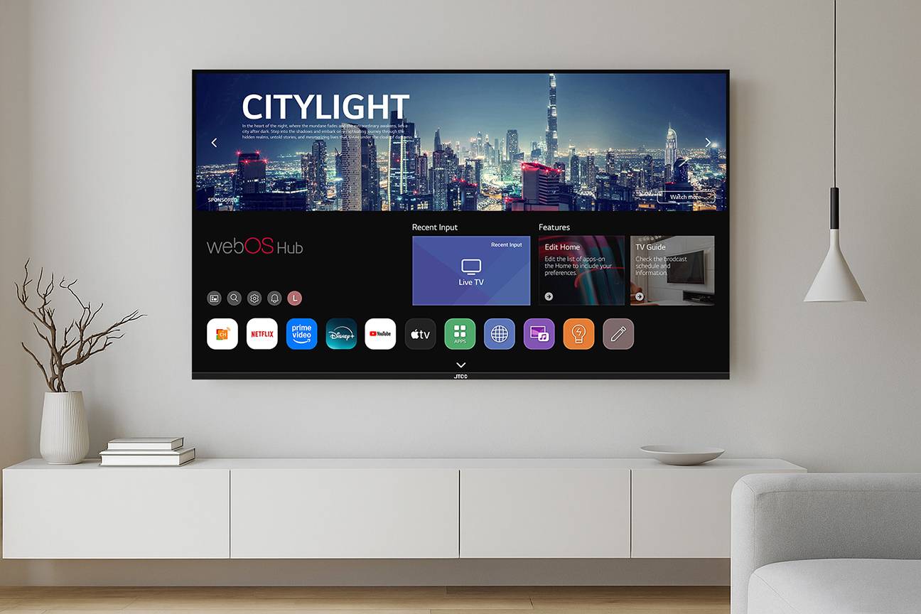 JTC-24 50 Zoll / 126 cm 4K UHD Smart Fernseher JTCS50U39501FLW, webOS Hub, Triple Tuner, Randlos Design, Bluetooth, WLAN