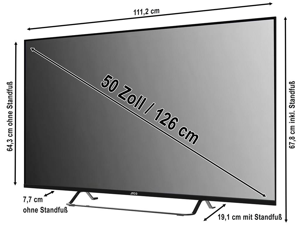 JTC-24 50 Zoll / 126 cm 4K UHD Smart Fernseher JTCS50U39501FLW, webOS Hub, Triple Tuner, Randlos Design, Bluetooth, WLAN
