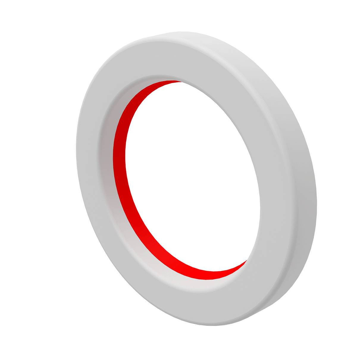 Ein 3D-weißer Ring oder Torus mit einer roten Innenkante, dargestellt auf schwarzem Hintergrund.