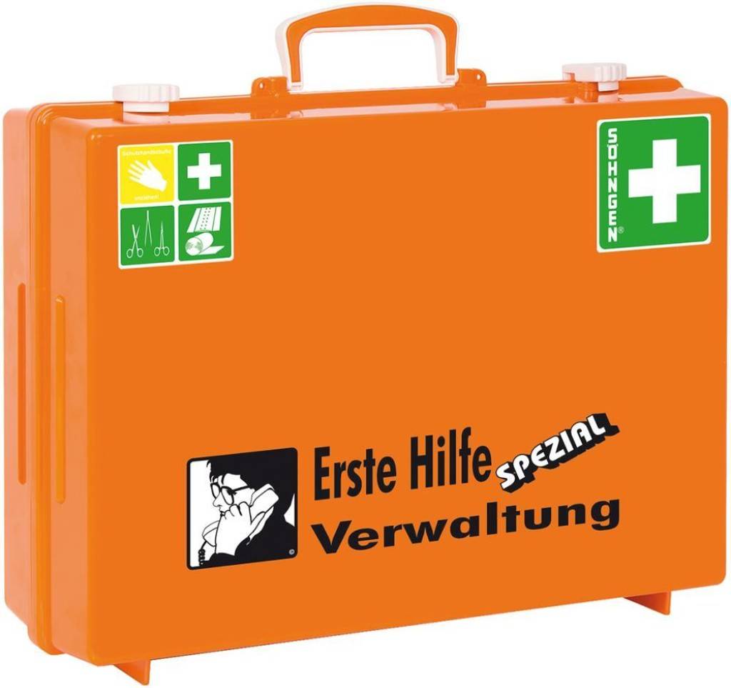 Erste-Hilfe-Koffer SPEZIALEigenschaften Branchenkoffer Beinhaltet viele weitere Erste-Hilfe-Produkte, die auf die Unfallgefahren der jeweiligen