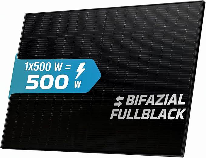 Solarmodul 500 Watt Full Black Bifazial Glas PV Modul Solarpanel PMax500W