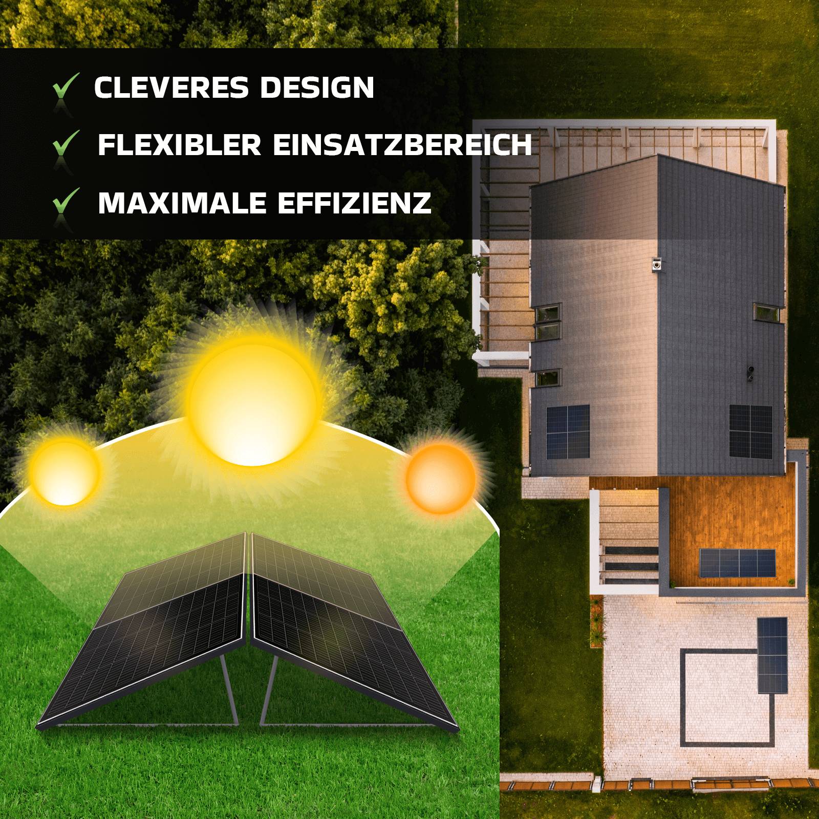Solarmodul 500 Watt Full Black Bifazial Glas PV Modul Solarpanel PMax500W