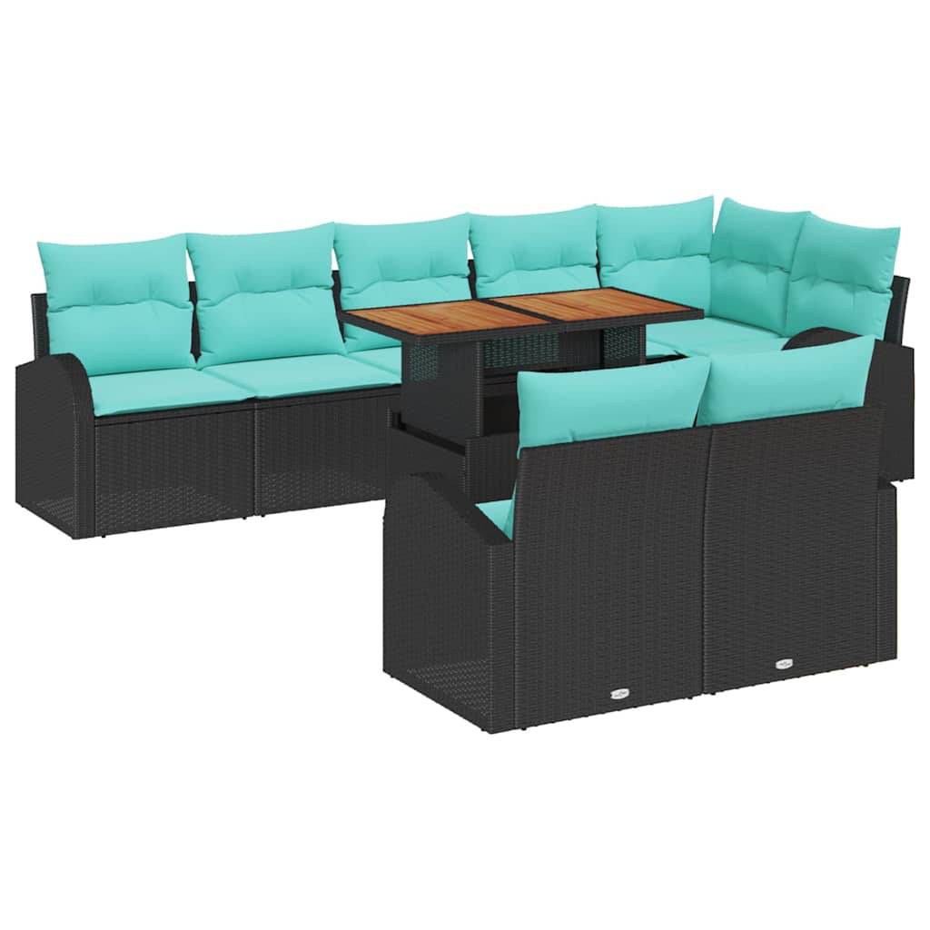 vidaXL Garten-Sofa-Set mit Speicher 9 pcs Schwarz Poly Rattan