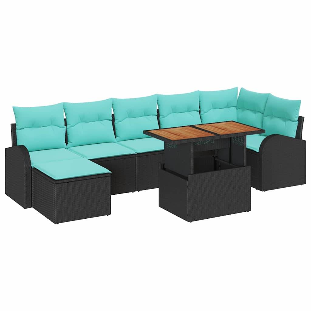 vidaXL Garten-Sofa-Set 8 pcs Schwarz Poly Rattan