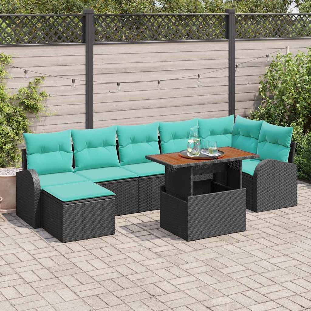 vidaXL Garten-Sofa-Set 8 pcs Schwarz Poly Rattan