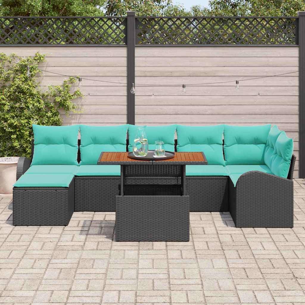 vidaXL Garten-Sofa-Set 8 pcs Schwarz Poly Rattan