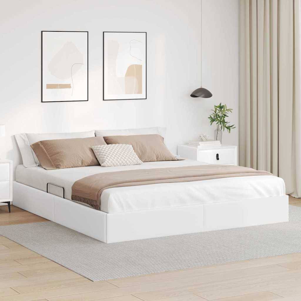 vidaXL Aufbewahrungsbett mit Speicher Reinweiß 183 x 213 cm Kunstleder