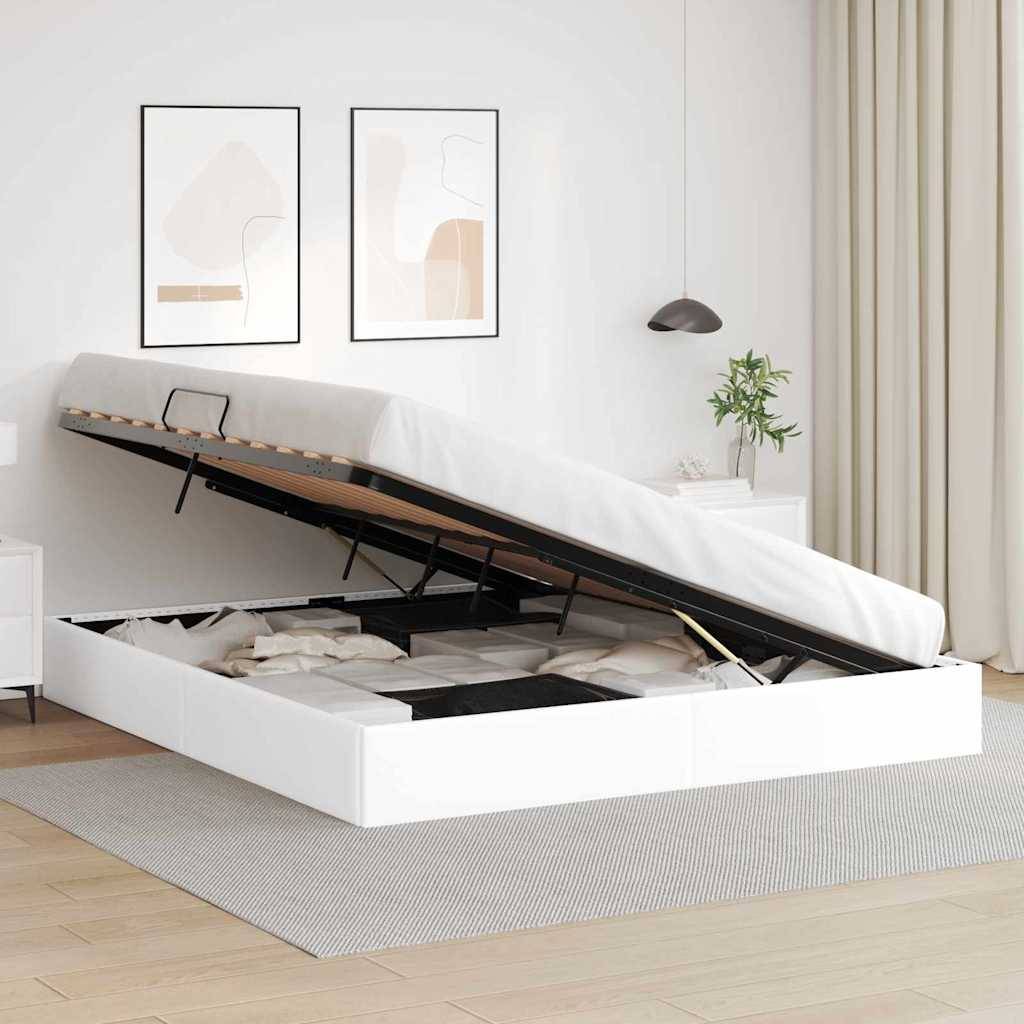 vidaXL Aufbewahrungsbett mit Speicher Reinweiß 193 x 203 cm Kunstleder