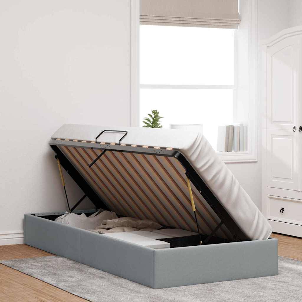 vidaXL Aufbewahrungsbett mit Speicher Hellgrau 203 x 100 cm Stoff