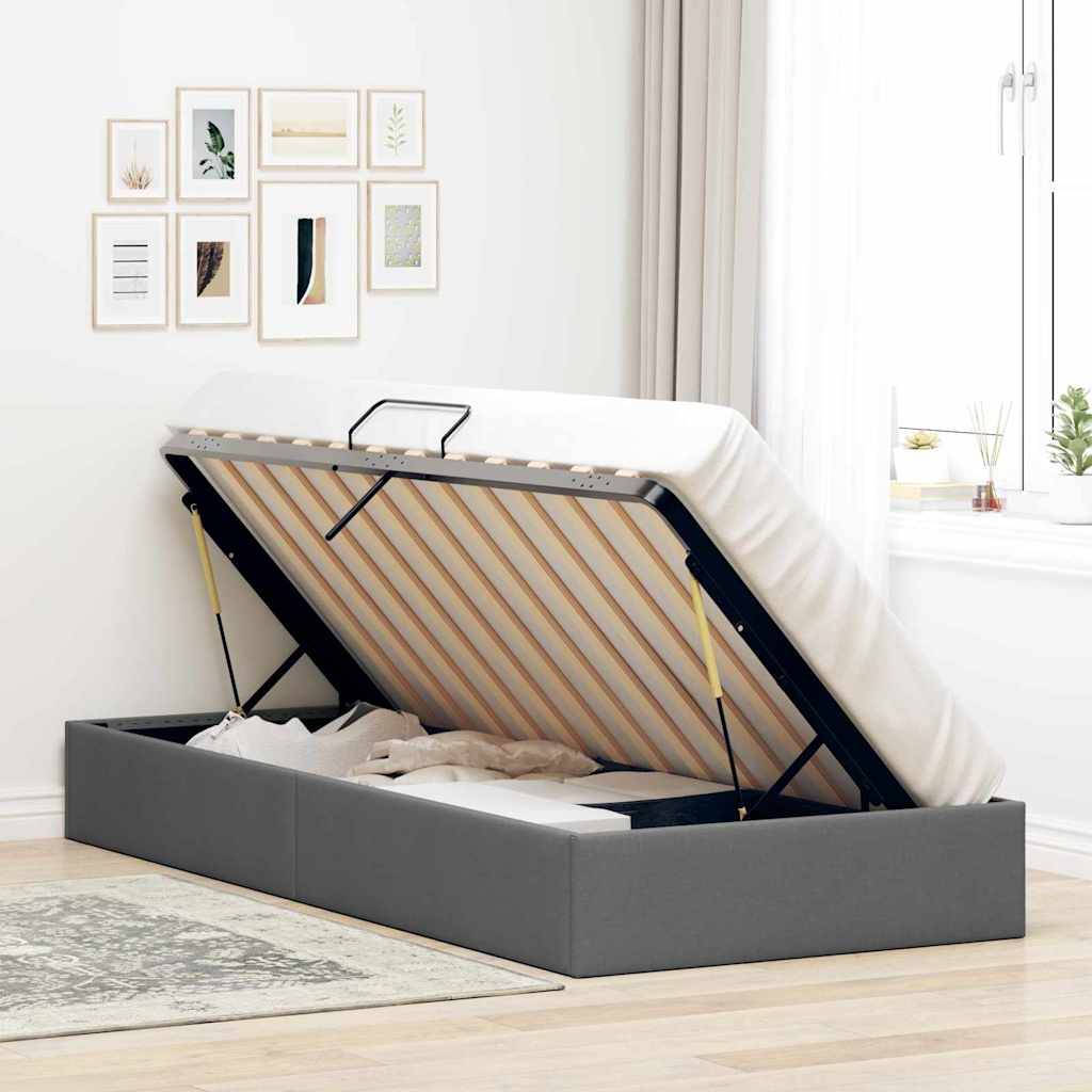 vidaXL Aufbewahrungsbett mit Speicher Dunkelgrau 100 x 190 cm Stoff