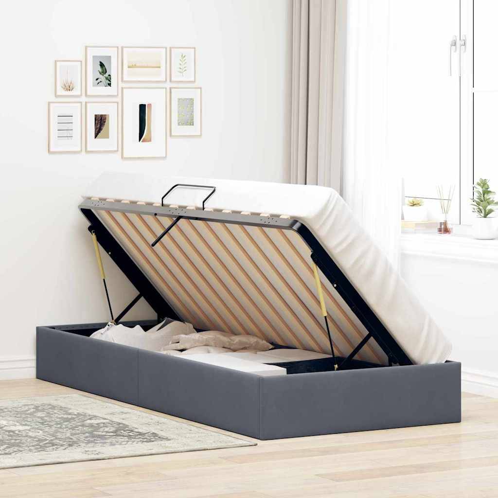 vidaXL Aufbewahrungsbett mit Speicher Dunkelgrau 100 x 203 cm Samt
