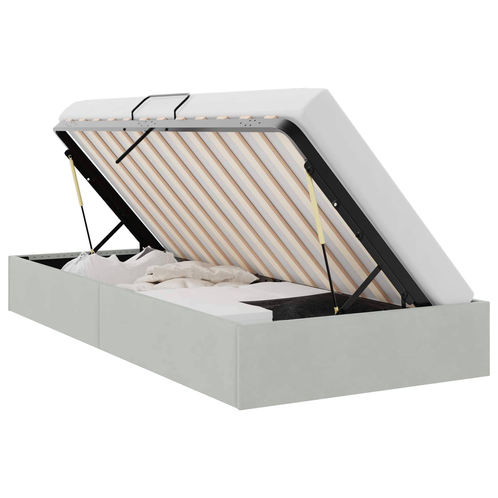 vidaXL Aufbewahrungsbett mit Speicher Hellgrau 100 x 203 cm Samt
