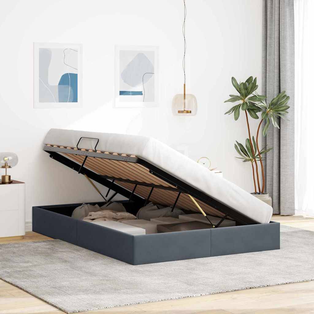 vidaXL Aufbewahrungsbett mit Speicher Dunkelgrau 153 x 203 cm Samt