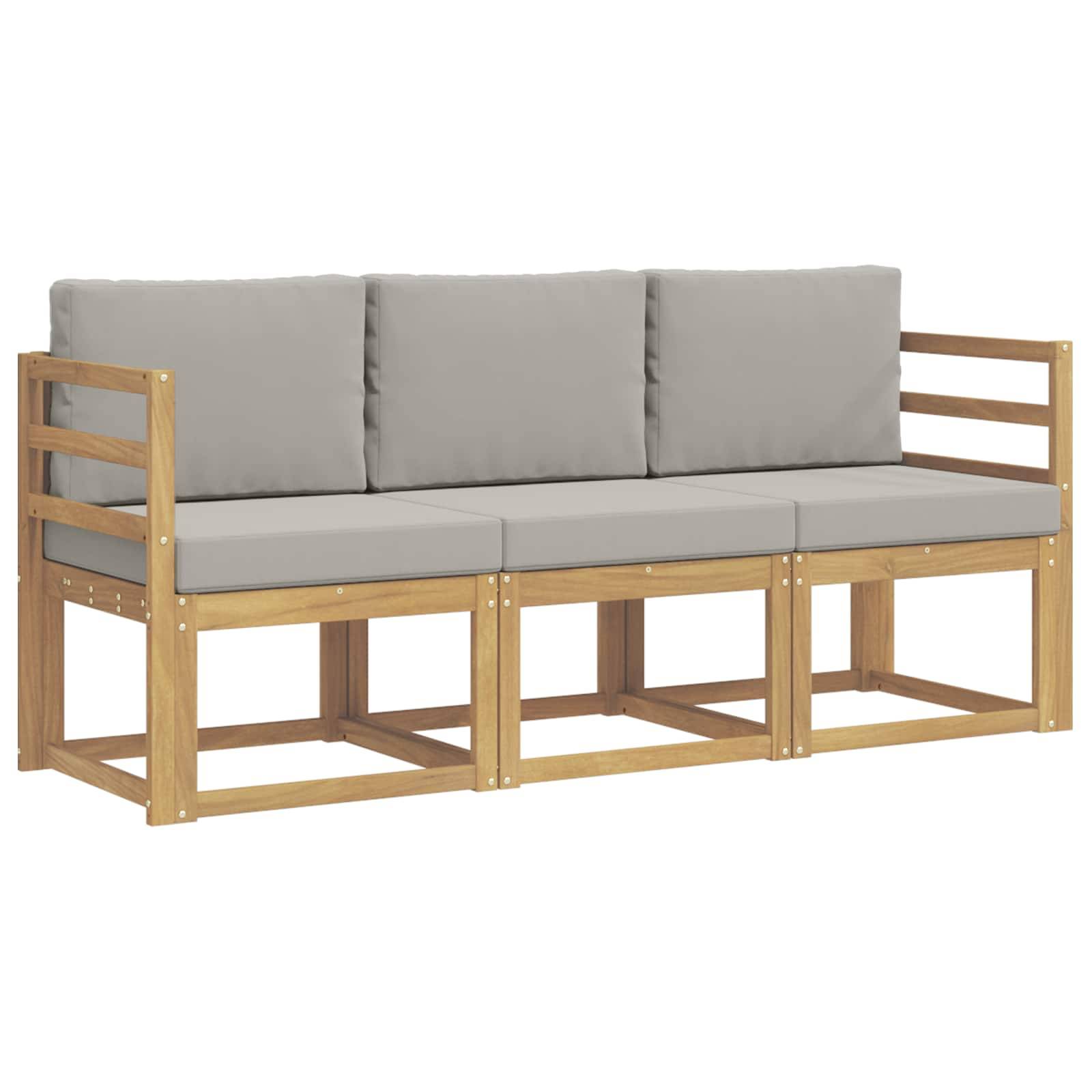 vidaXL Outdoor-Sofagarnitur 3 pcs Weiß und Hellgrau 185,5 x 63 x 73 cm