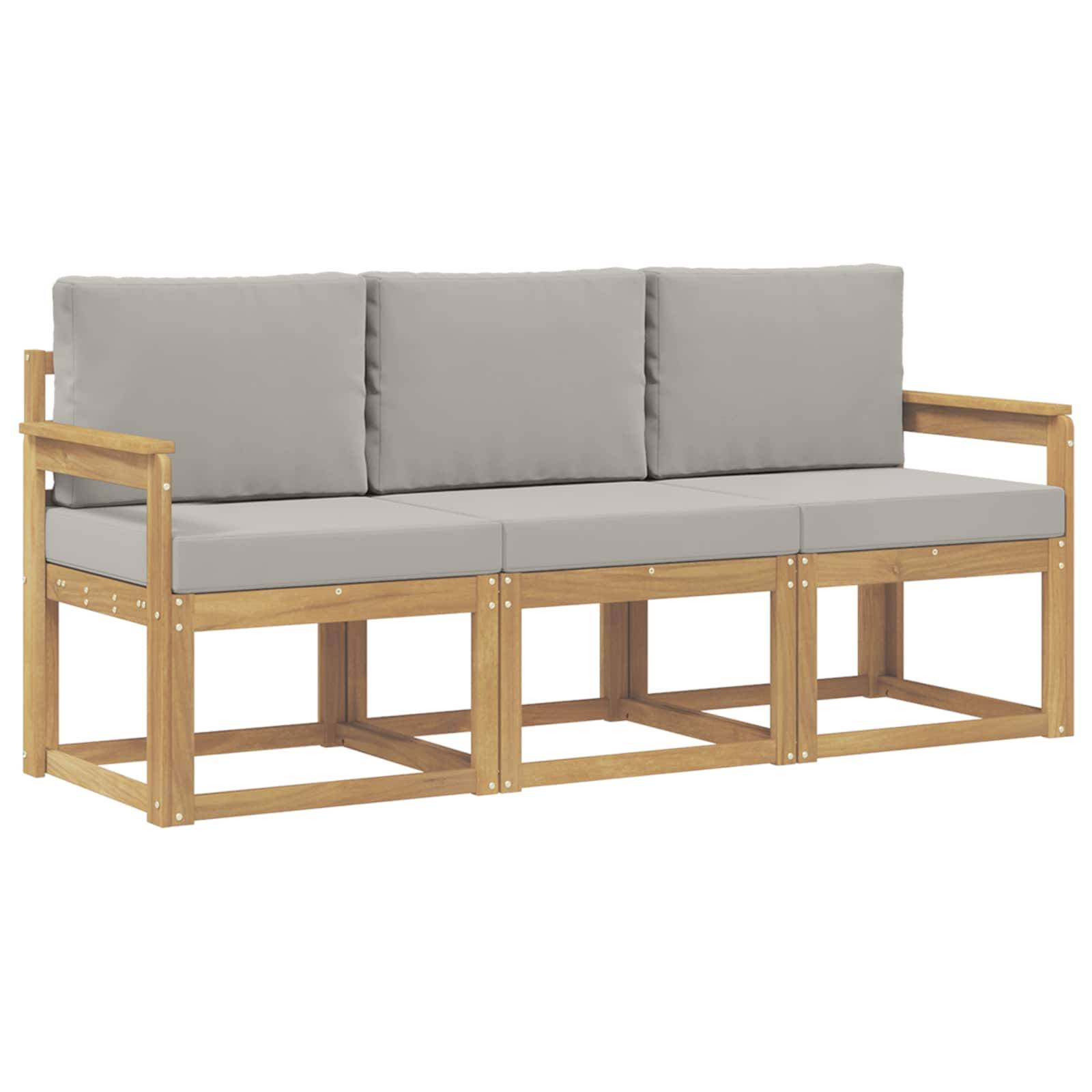 vidaXL Outdoor-Sofagarnitur 3 pcs Weiß und Hellgrau 189,5 x 63 x 73 cm