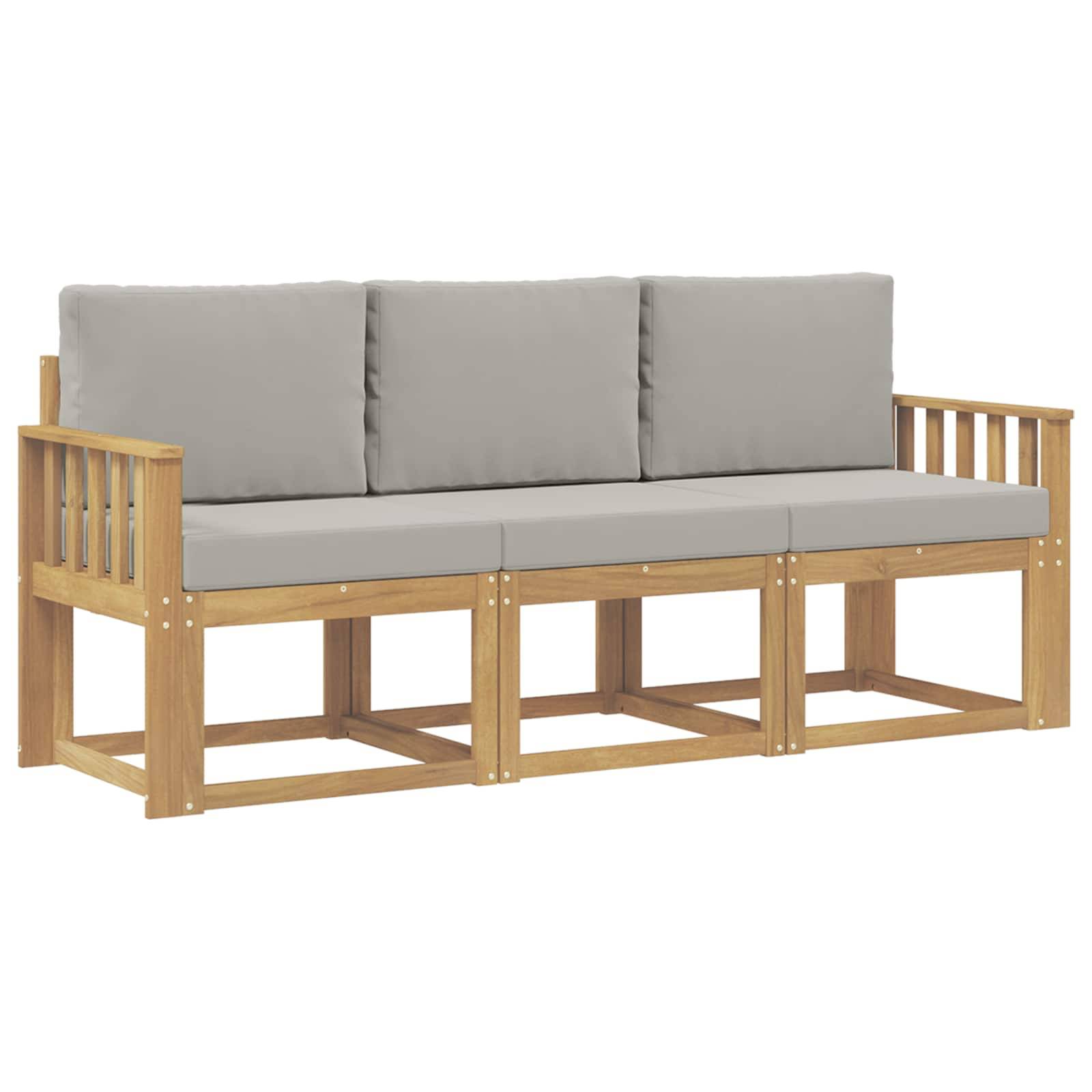 vidaXL Outdoor-Sofagarnitur 3 pcs Weiß und Hellgrau 189,5 x 63 x 73 cm