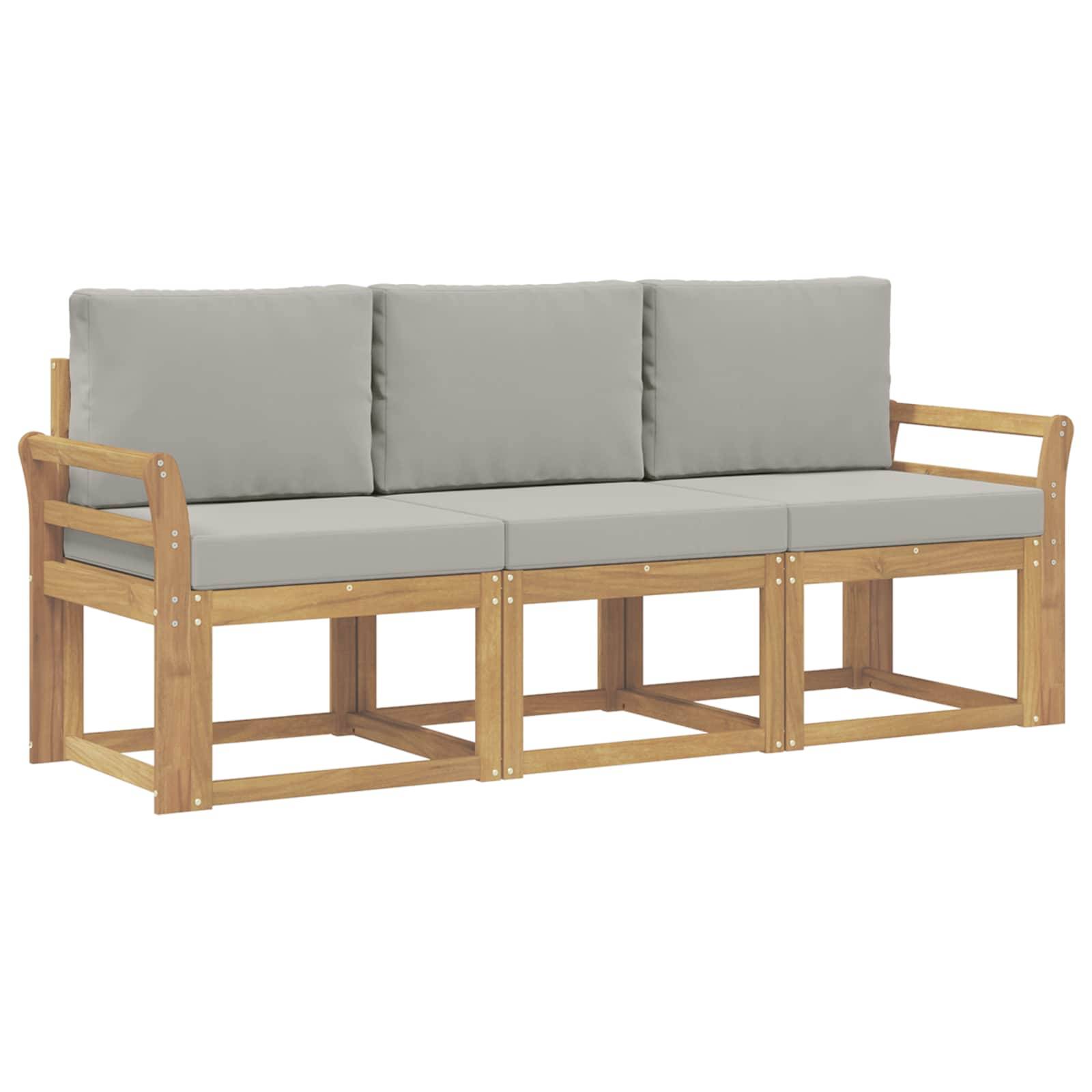 vidaXL Outdoor-Sofagarnitur 3 pcs Weiß und Hellgrau 194 x 63 x 73 cm