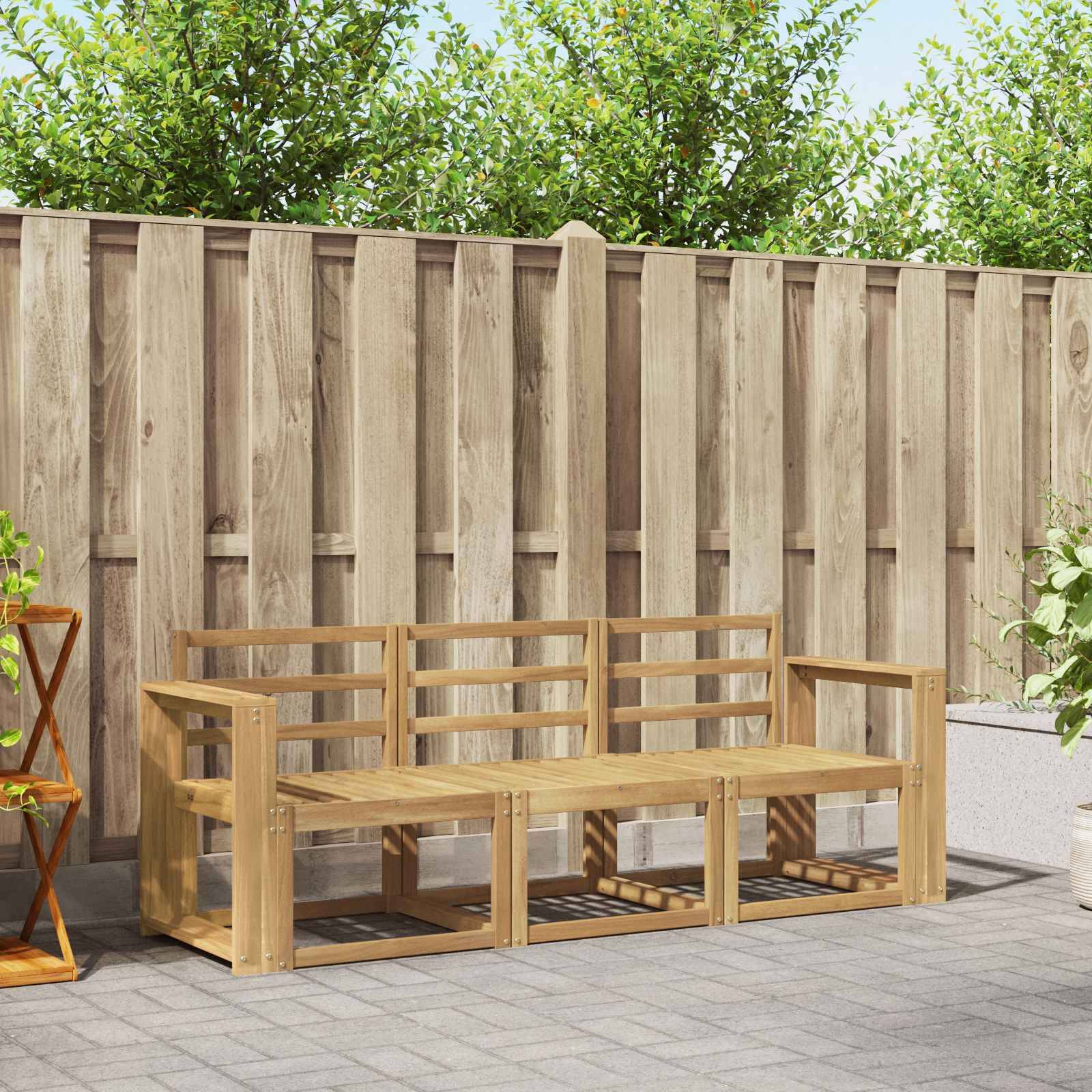 vidaXL Outdoor-Sofagarnitur 3 pcs Weiß 197,5 x 63 x 73 cm