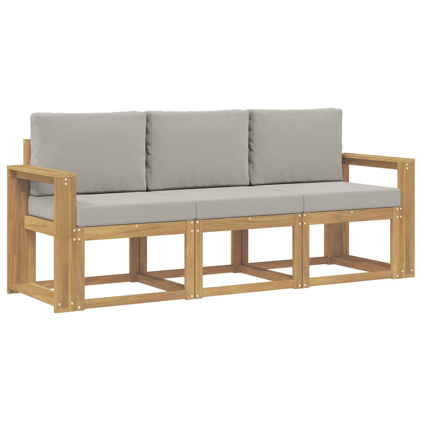 vidaXL Outdoor-Sofagarnitur 3 pcs Weiß und Hellgrau 197,5 x 63 x 73 cm