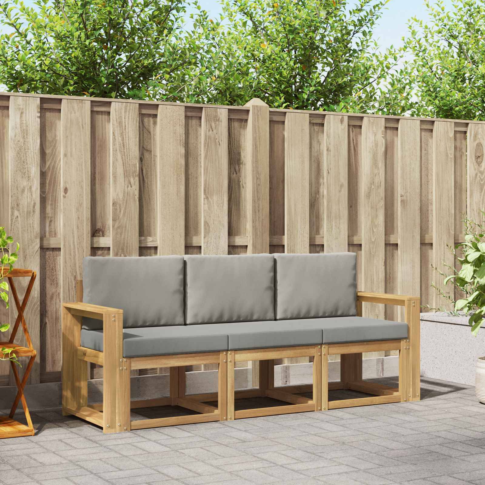 vidaXL Outdoor-Sofagarnitur 3 pcs Weiß und Hellgrau 197,5 x 63 x 73 cm